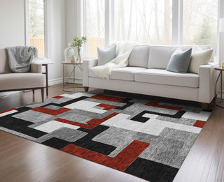 Piper Looms Chantille Geometric ACN955 Gray Machine Washable Area Rug Lifestyle Image Feature
