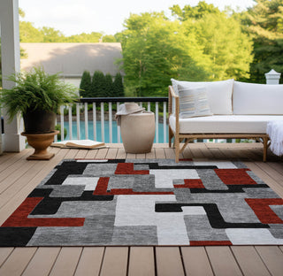 Piper Looms Chantille Geometric ACN955 Gray Machine Washable Area Rug Outdoor Lifestyle Image Feature