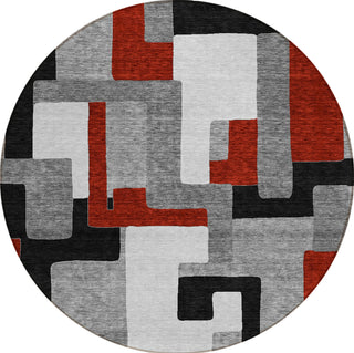 Piper Looms Chantille Geometric ACN955 Gray Machine Washable Area Rug Round Main Image