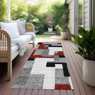 Piper Looms Chantille Geometric ACN955 Gray Machine Washable Area Rug Runner Outdoor Lifestyle Image Feature