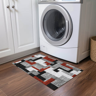 Piper Looms Chantille Geometric ACN955 Gray Machine Washable Area Rug Scatter Lifestyle Image Feature