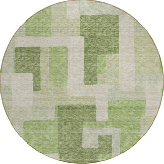 Piper Looms Chantille Geometric ACN955 Green Machine Washable Area Rug Round Main Image