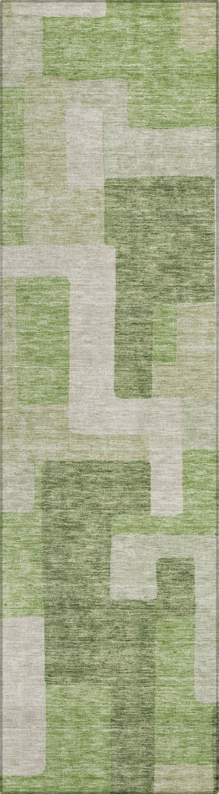 Piper Looms Chantille Geometric ACN955 Green Machine Washable Area Rug Runner Main Image