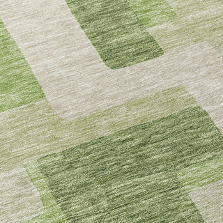 Piper Looms Chantille Geometric ACN955 Green Machine Washable Area Rug Swatch Image