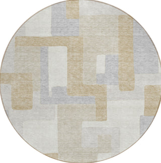 Piper Looms Chantille Geometric ACN955 Ivory Machine Washable Area Rug Round Main Image