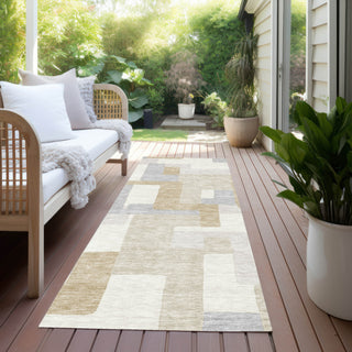 Piper Looms Chantille Geometric ACN955 Ivory Machine Washable Area Rug Runner Outdoor Lifestyle Image Feature