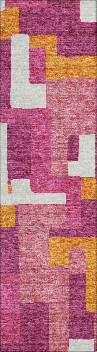 Piper Looms Chantille Geometric ACN955 Pink Machine Washable Area Rug Runner Main Image