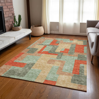 Piper Looms Chantille Geometric ACN955 Sage Machine Washable Area Rug Lifestyle Image Feature
