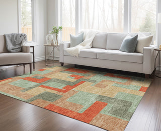 Piper Looms Chantille Geometric ACN955 Sage Machine Washable Area Rug Lifestyle Image Feature