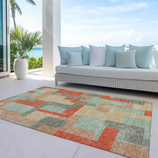 Piper Looms Chantille Geometric ACN955 Sage Machine Washable Area Rug Outdoor Lifestyle Image Feature