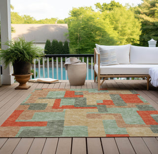 Piper Looms Chantille Geometric ACN955 Sage Machine Washable Area Rug Outdoor Lifestyle Image Feature