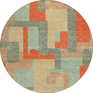 Piper Looms Chantille Geometric ACN955 Sage Machine Washable Area Rug Round Main Image
