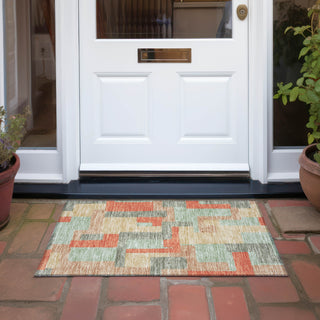 Piper Looms Chantille Geometric ACN955 Sage Machine Washable Area Rug Scatter Outdoor Lifestyle Image Feature