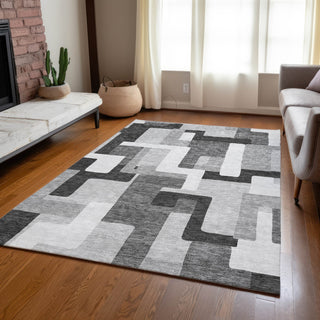 Piper Looms Chantille Geometric ACN955 Silver Machine Washable Area Rug Lifestyle Image Feature