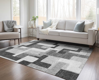 Piper Looms Chantille Geometric ACN955 Silver Machine Washable Area Rug Lifestyle Image Feature