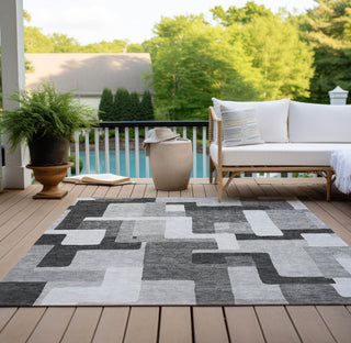 Piper Looms Chantille Geometric ACN955 Silver Machine Washable Area Rug Outdoor Lifestyle Image Feature