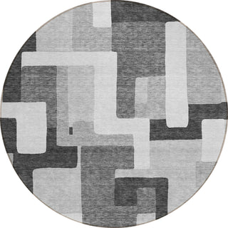 Piper Looms Chantille Geometric ACN955 Silver Machine Washable Area Rug Round Main Image