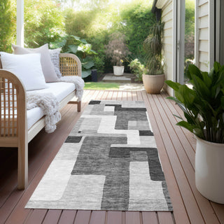 Piper Looms Chantille Geometric ACN955 Silver Machine Washable Area Rug Runner Outdoor Lifestyle Image Feature