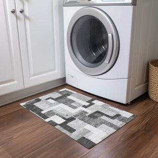 Piper Looms Chantille Geometric ACN955 Silver Machine Washable Area Rug Scatter Lifestyle Image Feature