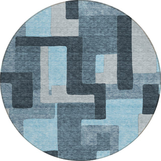 Piper Looms Chantille Geometric ACN955 Sky Machine Washable Area Rug Round Main Image