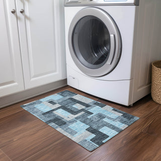 Piper Looms Chantille Geometric ACN955 Sky Machine Washable Area Rug Scatter Lifestyle Image Feature
