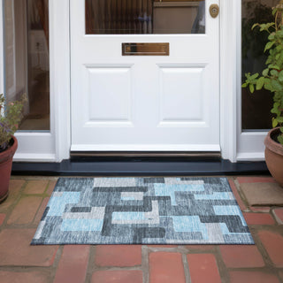Piper Looms Chantille Geometric ACN955 Sky Machine Washable Area Rug Scatter Outdoor Lifestyle Image Feature