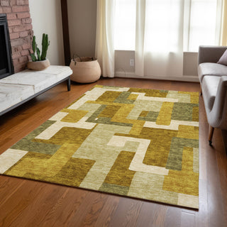 Piper Looms Chantille Geometric ACN955 Wheat Machine Washable Area Rug Lifestyle Image Feature
