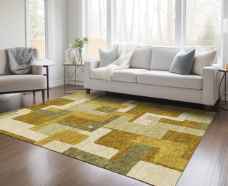Piper Looms Chantille Geometric ACN955 Wheat Machine Washable Area Rug Lifestyle Image Feature