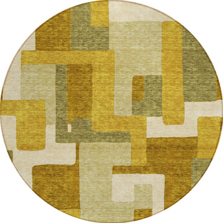 Piper Looms Chantille Geometric ACN955 Wheat Machine Washable Area Rug Round Main Image