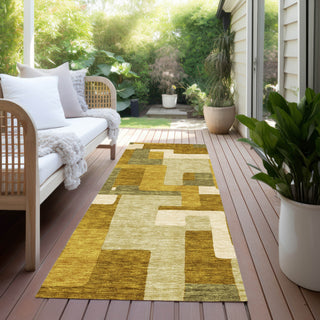 Piper Looms Chantille Geometric ACN955 Wheat Machine Washable Area Rug Runner Outdoor Lifestyle Image Feature