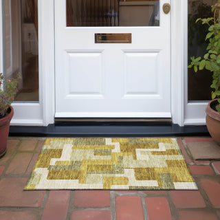 Piper Looms Chantille Geometric ACN955 Wheat Machine Washable Area Rug Scatter Outdoor Lifestyle Image Feature
