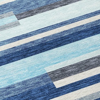 Piper Looms Chantille Stripes ACN956 Blue Machine Washable Area Rug Swatch Image