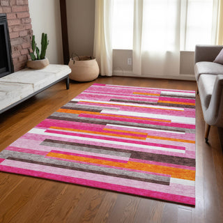 Piper Looms Chantille Stripes ACN956 Blush Machine Washable Area Rug Lifestyle Image Feature