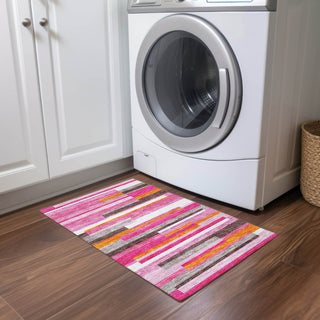 Piper Looms Chantille Stripes ACN956 Blush Machine Washable Area Rug Scatter Lifestyle Image Feature