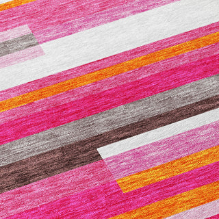 Piper Looms Chantille Stripes ACN956 Blush Machine Washable Area Rug Swatch Image