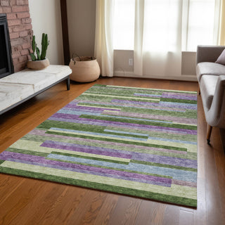 Piper Looms Chantille Stripes ACN956 Cactus Machine Washable Area Rug Lifestyle Image Feature