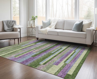 Piper Looms Chantille Stripes ACN956 Cactus Machine Washable Area Rug Lifestyle Image Feature