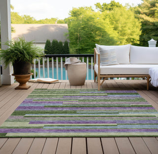 Piper Looms Chantille Stripes ACN956 Cactus Machine Washable Area Rug Outdoor Lifestyle Image Feature