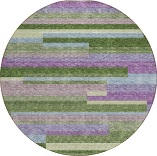 Piper Looms Chantille Stripes ACN956 Cactus Machine Washable Area Rug Round Main Image