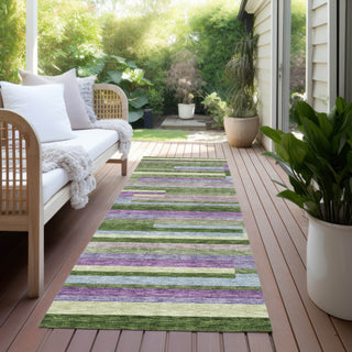 Piper Looms Chantille Stripes ACN956 Cactus Machine Washable Area Rug Runner Outdoor Lifestyle Image Feature