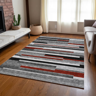 Piper Looms Chantille Stripes ACN956 Gray Machine Washable Area Rug Lifestyle Image Feature