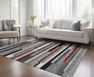 Piper Looms Chantille Stripes ACN956 Gray Machine Washable Area Rug Lifestyle Image Feature