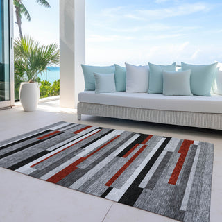Piper Looms Chantille Stripes ACN956 Gray Machine Washable Area Rug Outdoor Lifestyle Image Feature