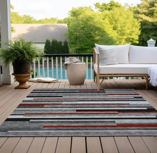 Piper Looms Chantille Stripes ACN956 Gray Machine Washable Area Rug Outdoor Lifestyle Image Feature