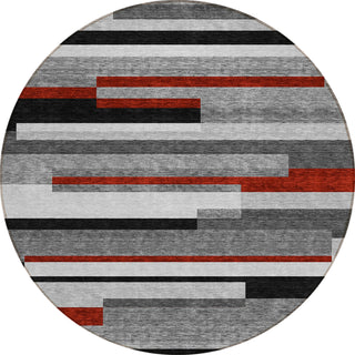 Piper Looms Chantille Stripes ACN956 Gray Machine Washable Area Rug Round Main Image
