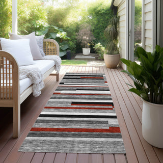 Piper Looms Chantille Stripes ACN956 Gray Machine Washable Area Rug Runner Outdoor Lifestyle Image Feature