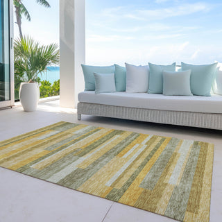 Piper Looms Chantille Stripes ACN956 Honey Machine Washable Area Rug Outdoor Lifestyle Image Feature