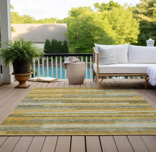 Piper Looms Chantille Stripes ACN956 Honey Machine Washable Area Rug Outdoor Lifestyle Image Feature