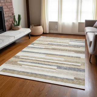 Piper Looms Chantille Stripes ACN956 Ivory Machine Washable Area Rug Lifestyle Image Feature
