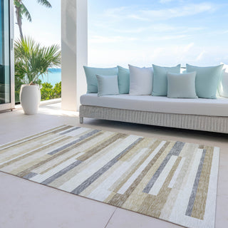 Piper Looms Chantille Stripes ACN956 Ivory Machine Washable Area Rug Outdoor Lifestyle Image Feature